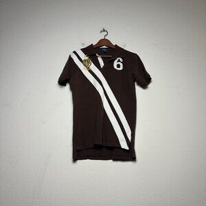 VTG Polo Ralph Lauren Shirt Short Sleeve Men XL Brown White 90s Streetwear Indie